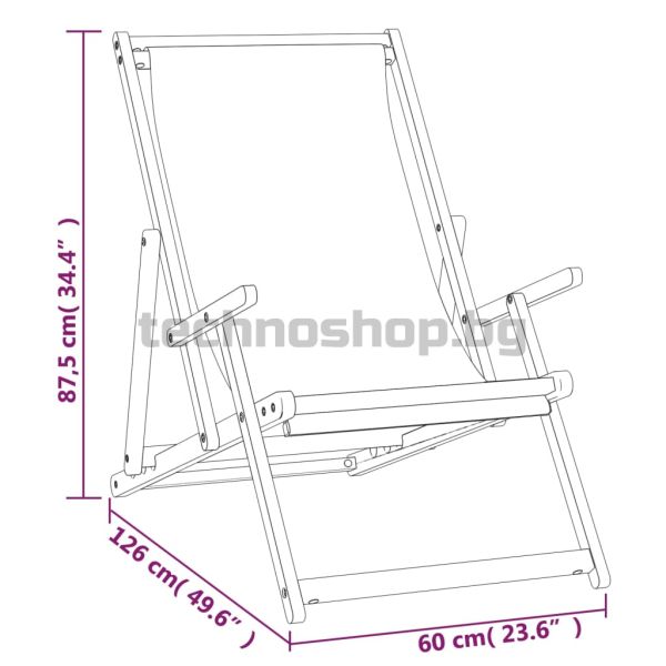 Сгъваем плажен стол, тиково дърво масив, кремав