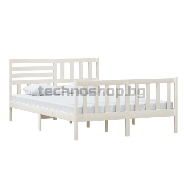 Рамка за легло, бяла, масивно дърво, 140x200 см