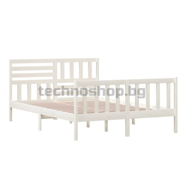 Рамка за легло, бяла, масивно дърво, 140x200 см