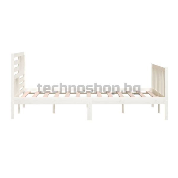 Рамка за легло, бяла, масивно дърво, 140x200 см