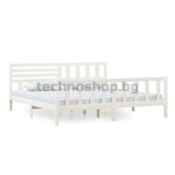 Рамка за легло, бяла, дърво масив, 200x200 см