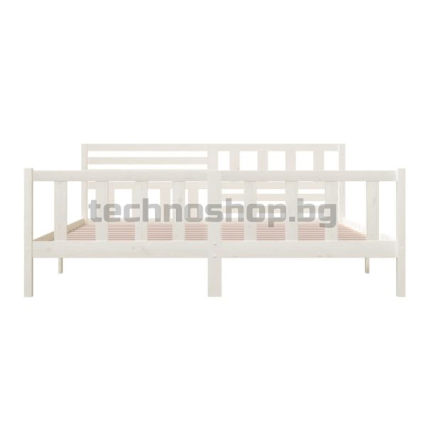 Рамка за легло, бяла, дърво масив, 200x200 см