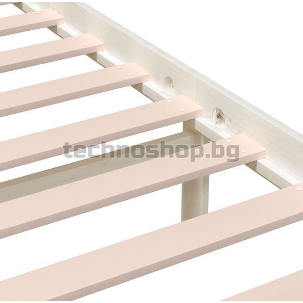 Рамка за легло, бяла, дърво масив, 200x200 см