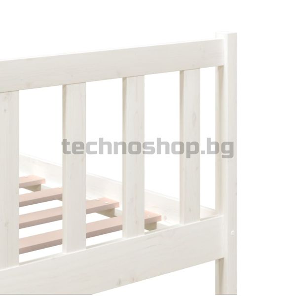 Рамка за легло, бяла, дърво масив, 200x200 см