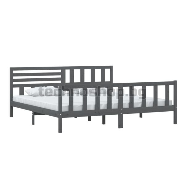 Рамка за легло, сива, масивно дърво, 200х200 см