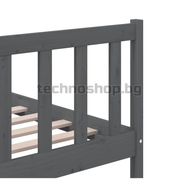 Рамка за легло, сива, масивно дърво, 200х200 см