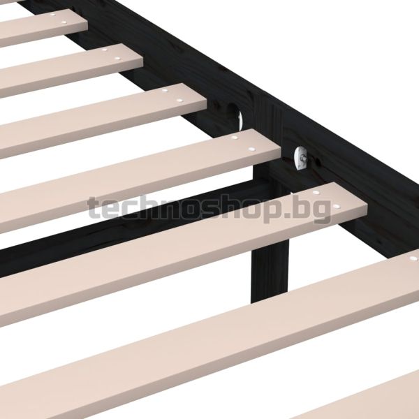 Рамка за легло, черна, масивно дърво, 200x200 см