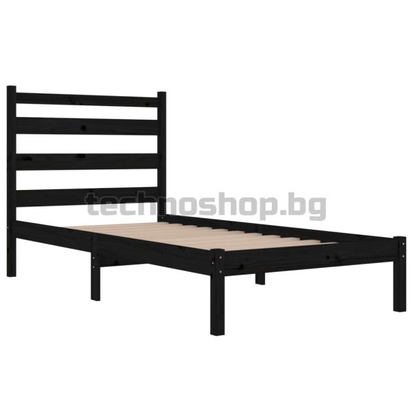Рамка за легло, черна, бор масив, 100х200 см