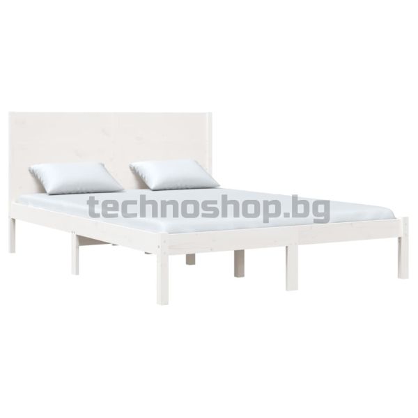 Рамка за легло без матрак, бял, 140x200 см, бор масив