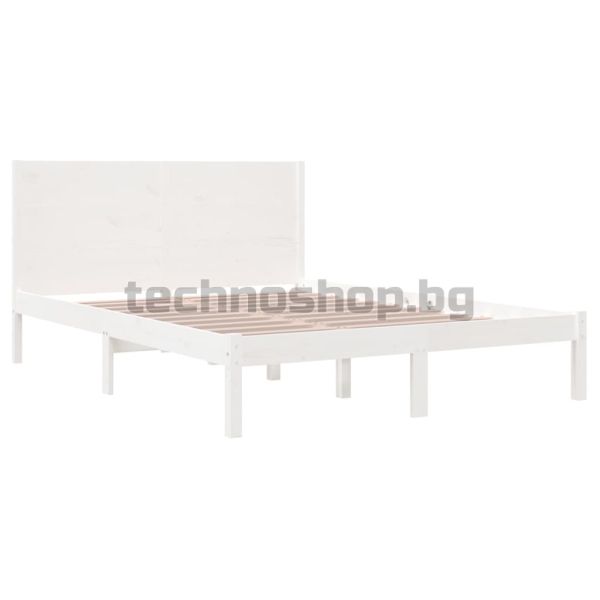 Рамка за легло без матрак, бял, 140x200 см, бор масив