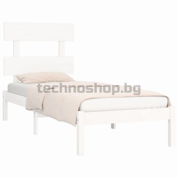 Рамка за легло, бяла, дърво масив, 100x200 см