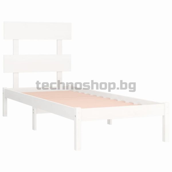 Рамка за легло, бяла, дърво масив, 100x200 см