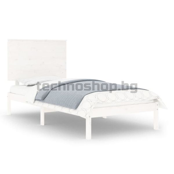 Рамка за легло без матрак, бял, 90x200 см, бор масив