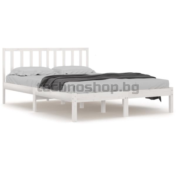 Рамка за легло, бяла, бор масив, 200x200 см