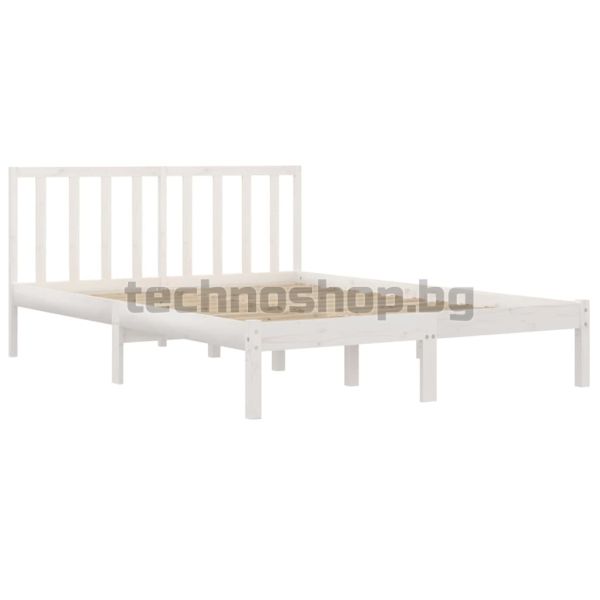 Рамка за легло, бяла, бор масив, 200x200 см