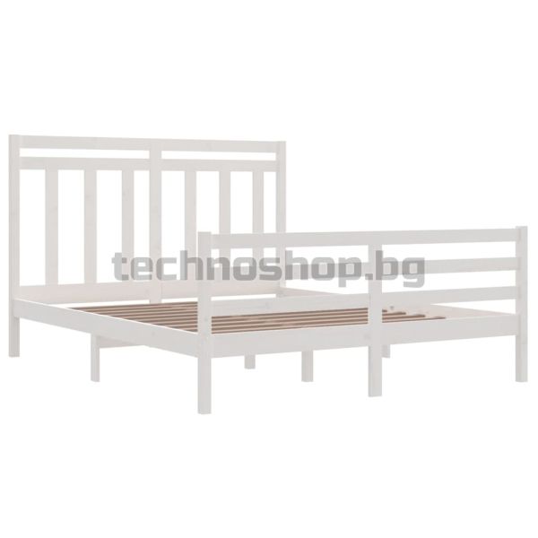 Рамка за легло, бяла, дърво масив, 160х200 см