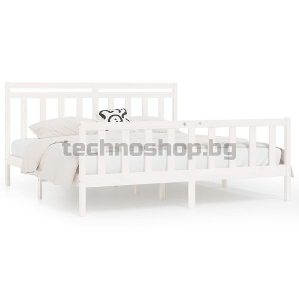 Рамка за легло, бяла, бор масив, 200x200 см