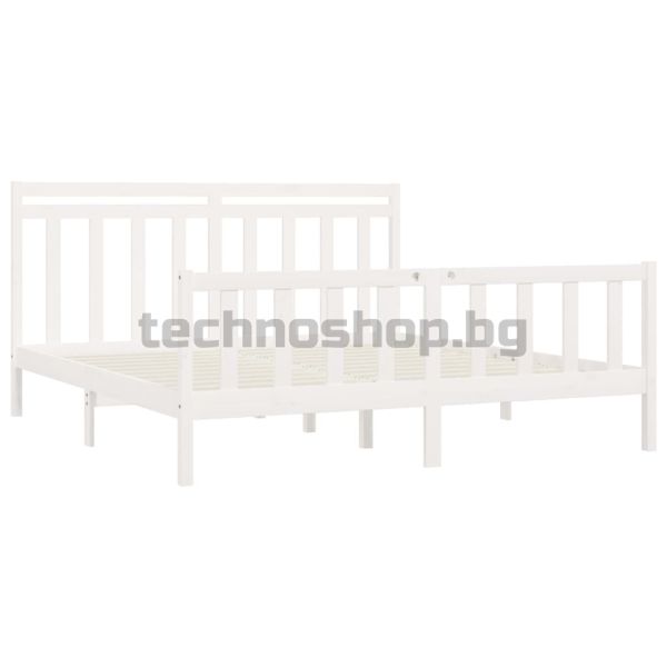 Рамка за легло, бяла, бор масив, 200x200 см