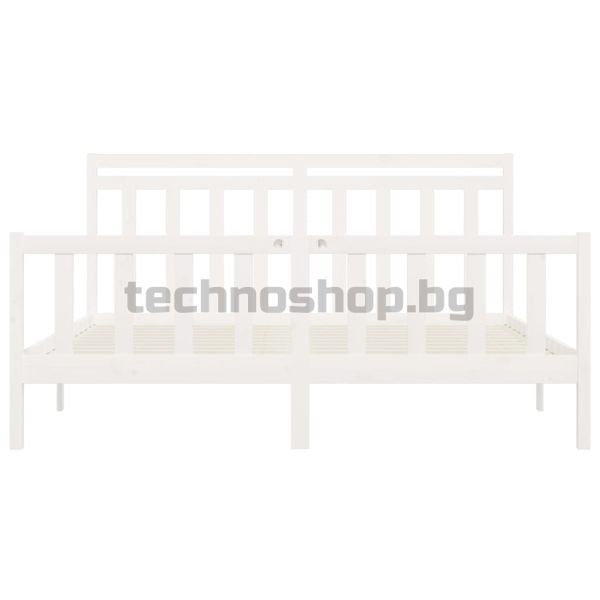 Рамка за легло, бяла, бор масив, 200x200 см