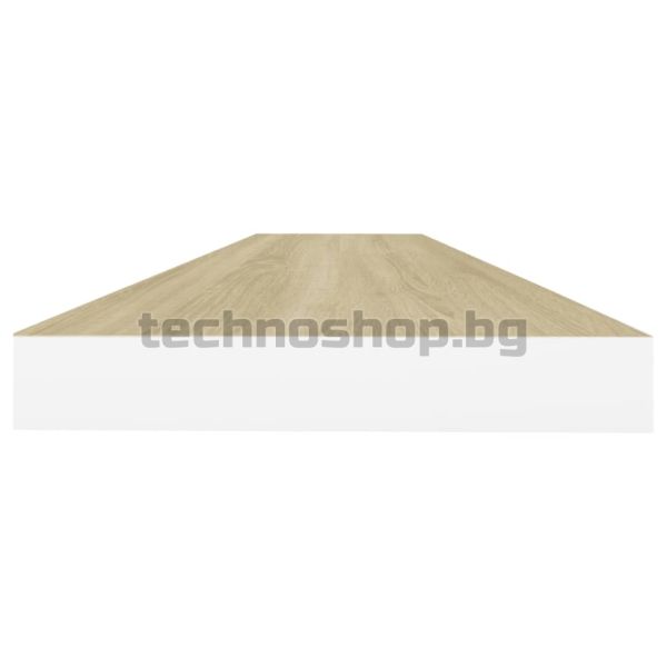 Окачени стенни рафтове, 2 бр, дъб и бяло, 90x23,5x3,8 см, МДФ