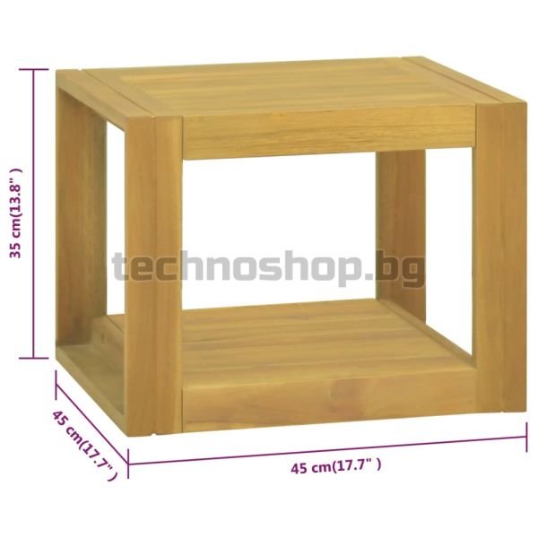 Стенен шкаф за баня, 45x45x35 см, тиково дърво масив