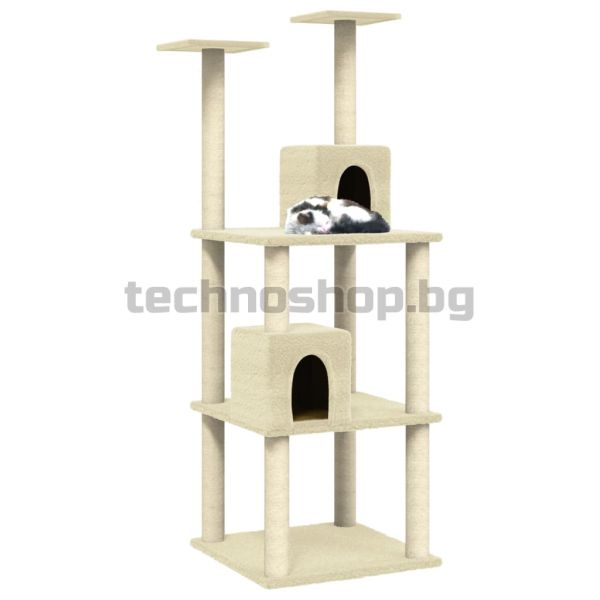Котешко дърво със сизалени стълбове за драскане кремаво 141 см