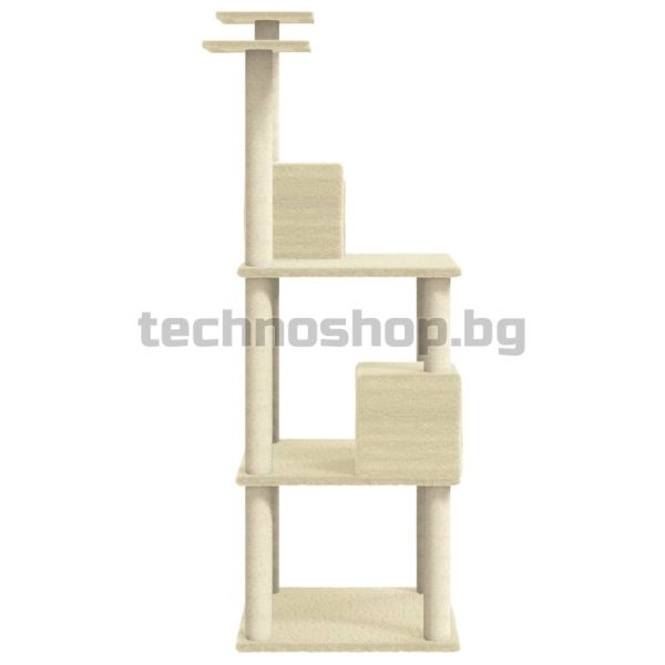 Котешко дърво със сизалени стълбове за драскане кремаво 141 см