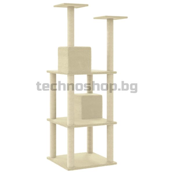 Котешко дърво със сизалени стълбове за драскане кремаво 141 см