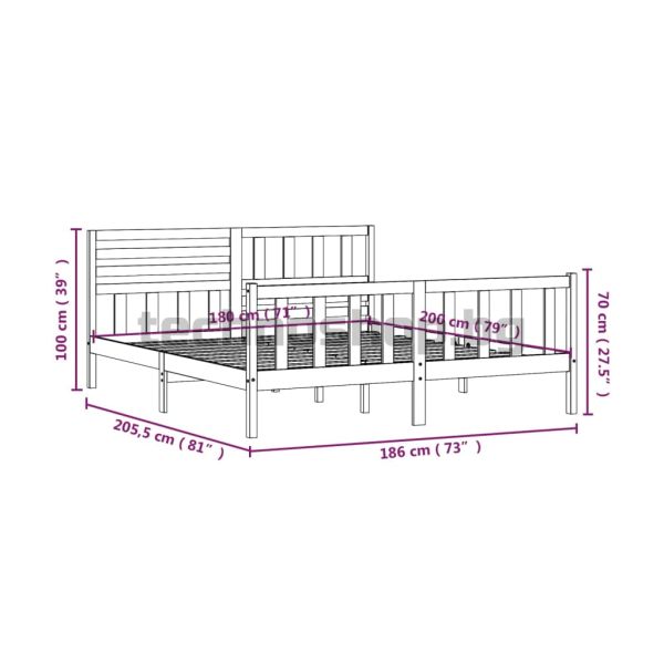 Рамка за легло 180x200 см Super King дърво масив