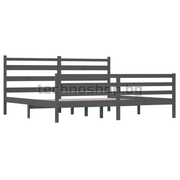 Рамка за легло, бор масив, 200x200 см, сива