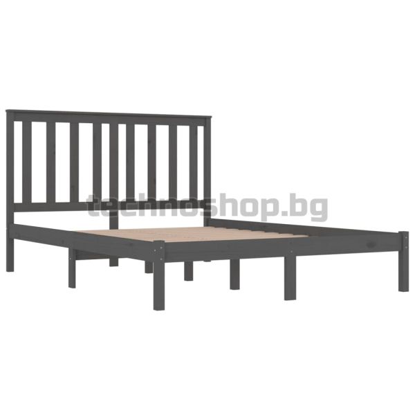 Рамка за легло, сива, бор масив, 200х200 см