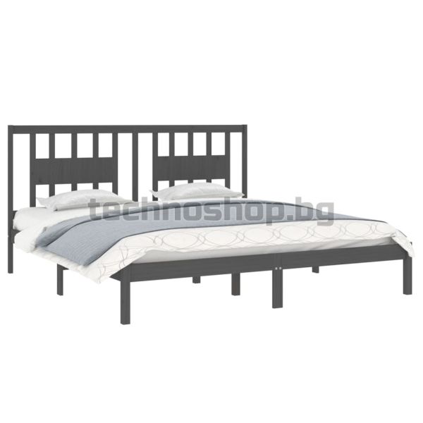 Рамка за легло, сива, бор масив, 200х200 см