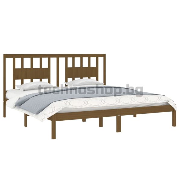 Рамка за легло, меденокафява, бор масив, 200x200 см