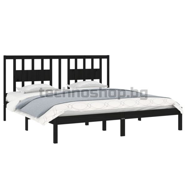 Рамка за легло, черна, бор масив, 200x200 см