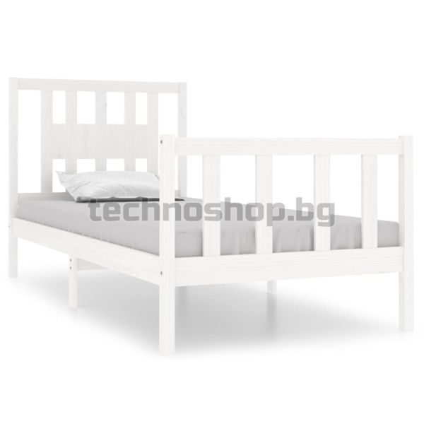 Рамка за легло, бяла, бор масив, 90x190 см, Single