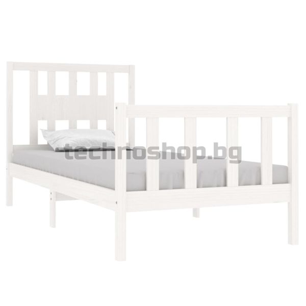 Рамка за легло, бяла, бор масив, 90x190 см, Single