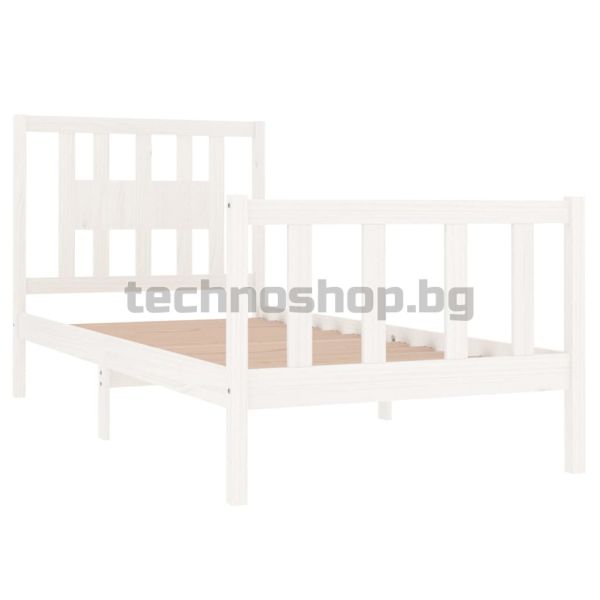 Рамка за легло, бяла, бор масив, 90x190 см, Single