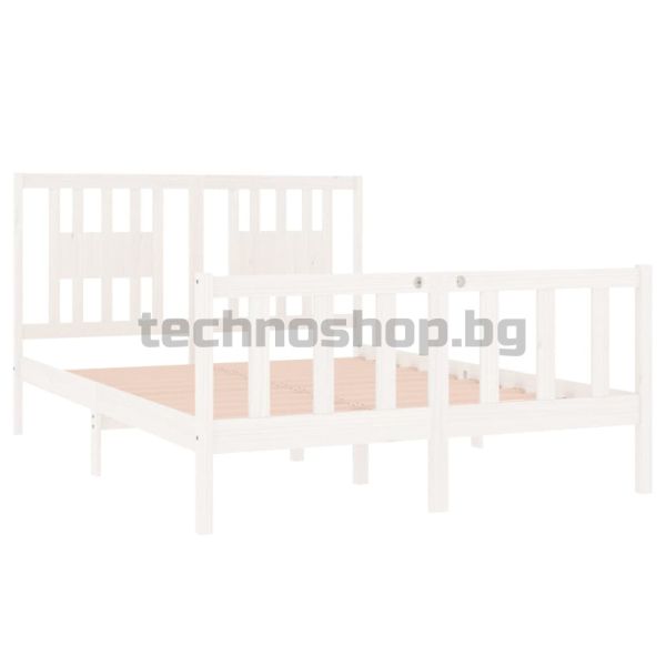 Рамка за легло, бяла, масивно дърво, 140х190 см