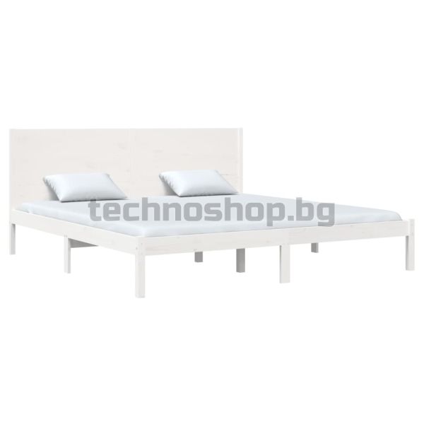 Рамка за легло без матрак, бял, 200x200 см, бор масив