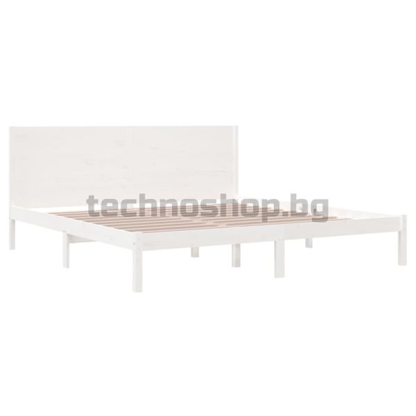 Рамка за легло без матрак, бял, 200x200 см, бор масив