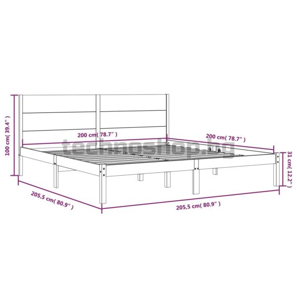 Рамка за легло без матрак, бял, 200x200 см, бор масив