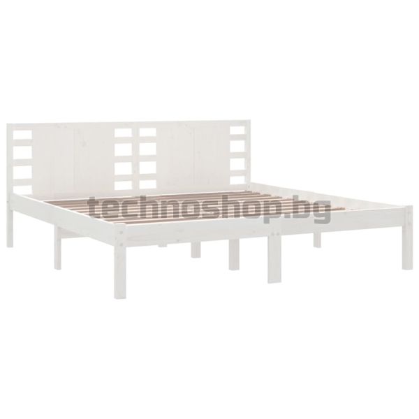 Рамка за легло без матрак, бял, 200x200 см, бор масив