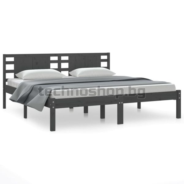 Рамка за легло, сива, бор масив, 200х200 см