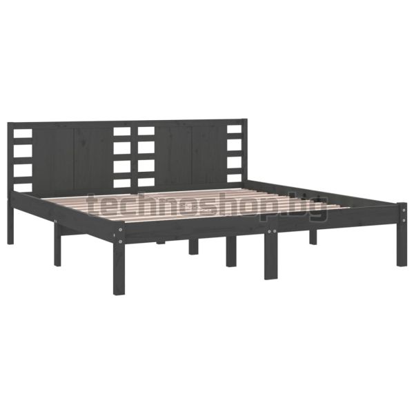 Рамка за легло, сива, бор масив, 200х200 см