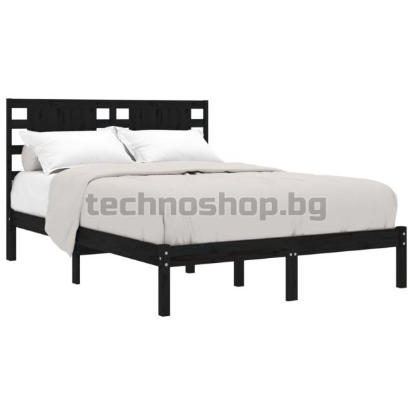 Рамка за легло, черна, бор масив, 200x200 см