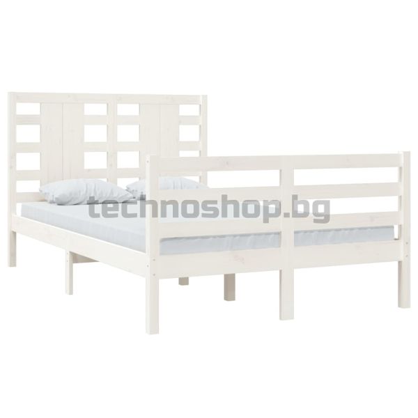 Рамка за легло без матрак, бял, 120x200 см, бор масив