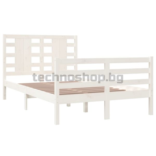 Рамка за легло без матрак, бял, 120x200 см, бор масив