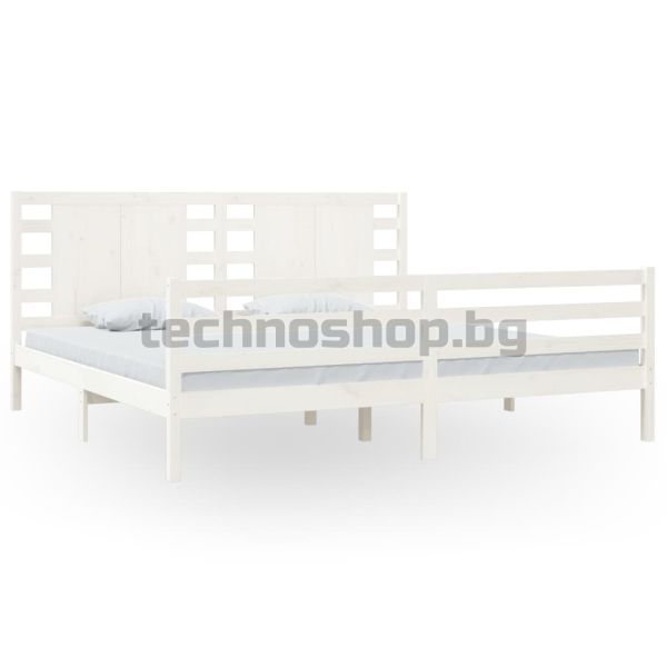 Рамка за легло без матрак, бял, 200x200 см, бор масив