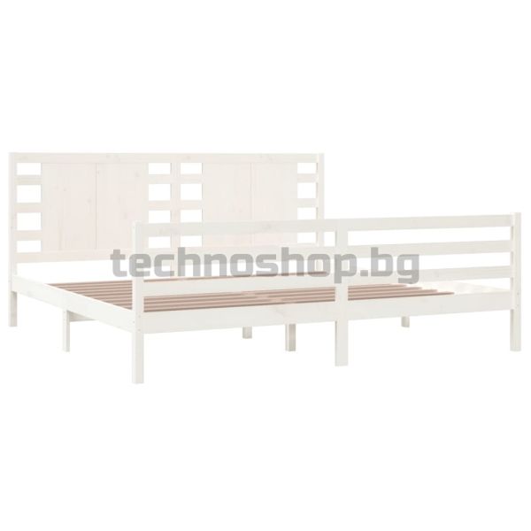 Рамка за легло без матрак, бял, 200x200 см, бор масив