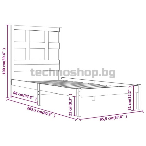 Рамка за легло без матрак, 90x200 см, масивна чамова дървесина